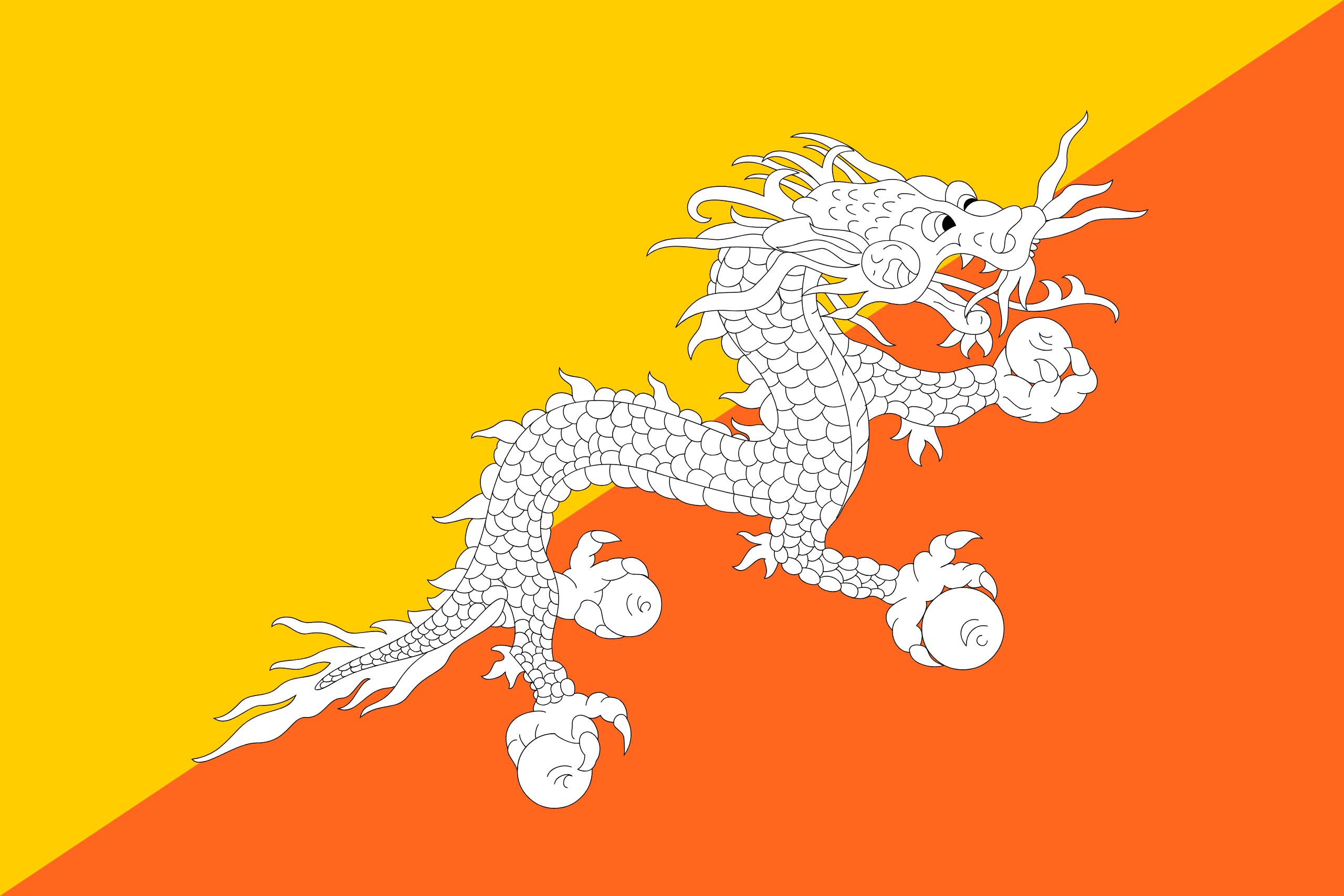 Flag of ภูฎาน (Bhutan)