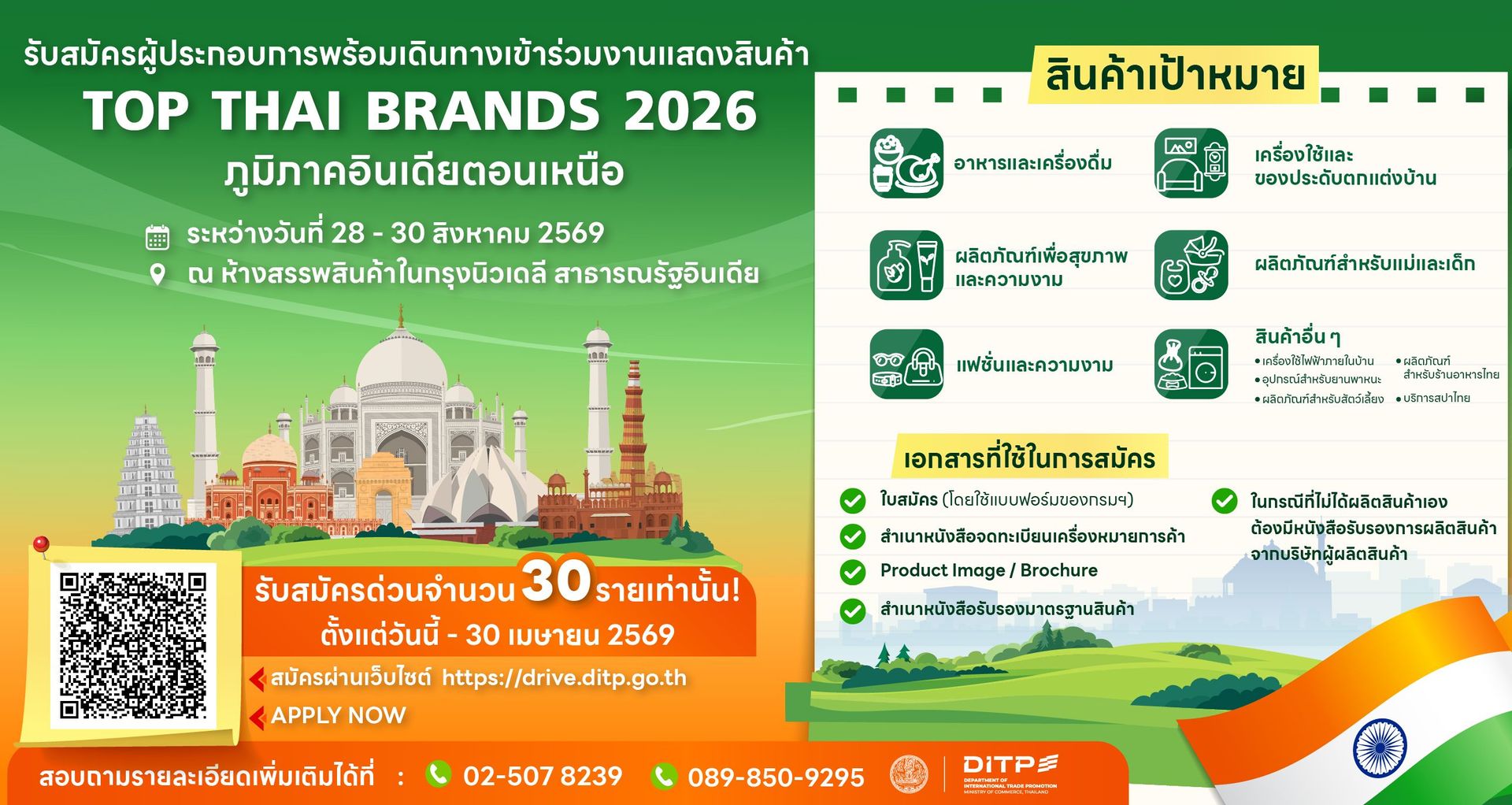 Top Thai Brands 2026 ภูมิภาคอินเดียตอนเหนือ (นิวเดลี)