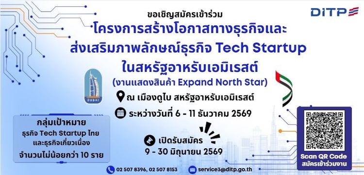 โครงการสร้างโอกาสทางธุรกิจและส่งเสริมภาพลักษณ์ธุรกิจ Tech Startup ในสหรัฐอาหรับเอมิเรสต์