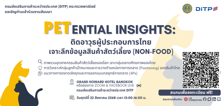 PETential Insights: ติดอาวุธให้ผู้ประกอบการไทย เจาะลึกข้อมูลสินค้าสัตว์เลี้ยง (Non-food)